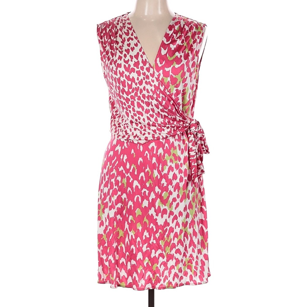 ISSA London Bobbi-Lee Wrap Dress 12 Pink Animal‎ Print Silk Jersey Summer Party